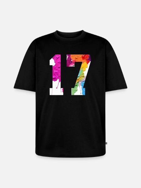FARBIG NUMMER 17 BUNT 17. GEBURTSTAG - Unisex Premium Oversized Bio T-Shirt - Schwarz