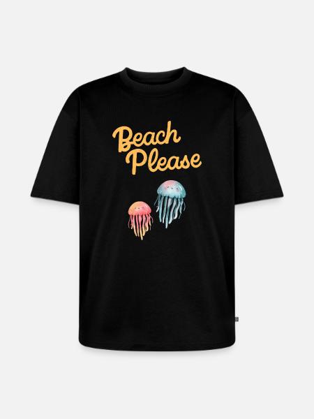 beach please jellyfish - Unisex Premium Oversized Organic T-Shirt - black