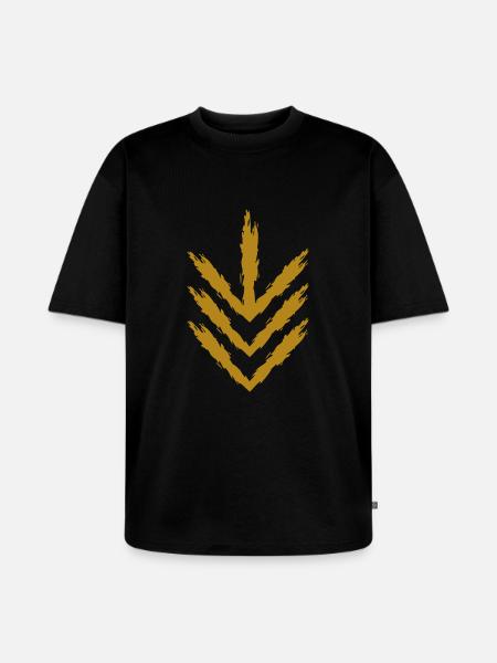 Down arrow icon gold - Unisex Premium Oversized Organic T-Shirt - black