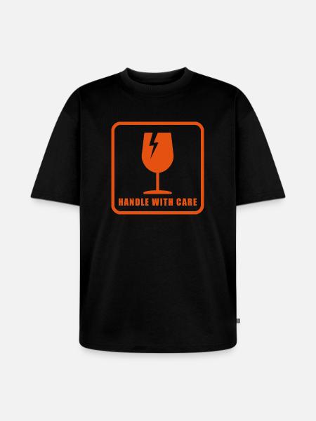 Panneau d’étiquette d’expédition Fragile Handle With Care - T-shirt Premium bio oversize Unisexe - noir