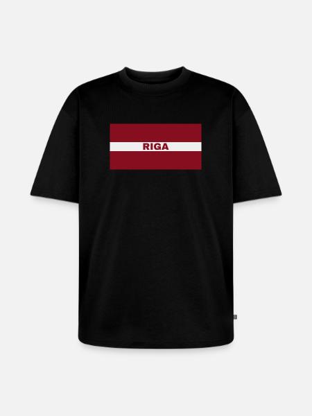 Riga en drapeau letton - T-shirt Premium bio oversize Unisexe - noir