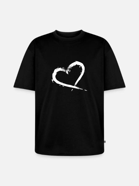 herz - Unisex Premium Oversized Bio T-Shirt - Schwarz