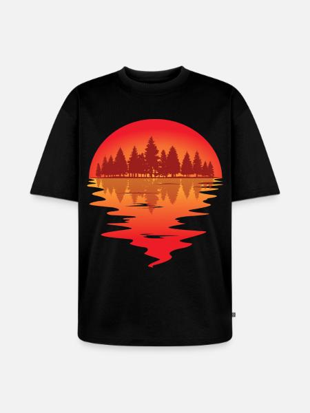 Sunset at the forest lake - Unisex Premium Oversized Organic T-Shirt - black