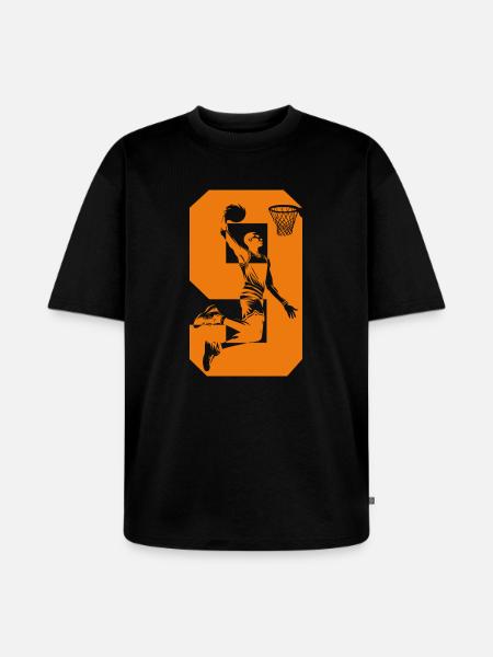 NUMBER 9 BASKETBALL 9TH BIRTHDAY - Unisex Premium Oversized Organic T-Shirt - black