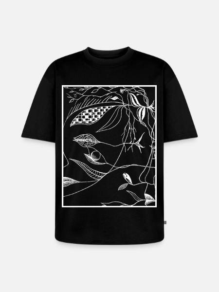Lignes botaniques sombres - T-shirt Premium bio oversize Unisexe - noir