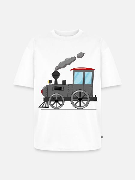 Children's train railway grey - Unisex Premium Oversized Organic T-Shirt - white