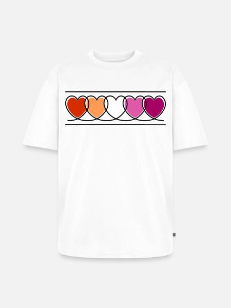 Lesbian Lesbian Hearts - Unisex Premium Oversized Organic T-Shirt - white