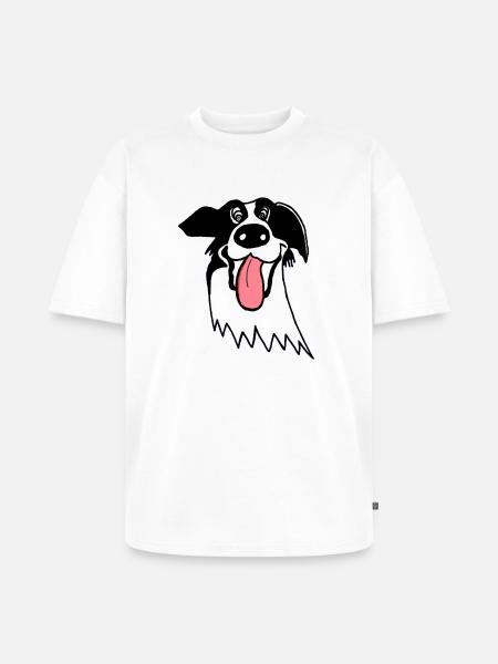 Border Collie mignon - T-shirt Premium bio oversize Unisexe - blanc