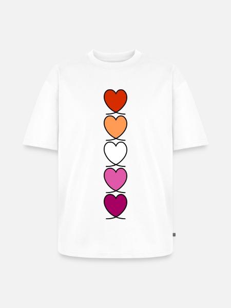 Lesbian Lesbian Lesbian Hearts - Unisex Premium Oversized Organic T-Shirt - white