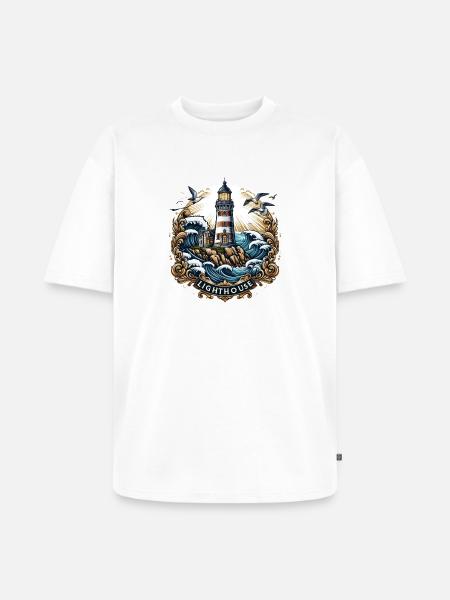 Lighthouse Logo - Unisex Premium Oversized Organic T-Shirt - white
