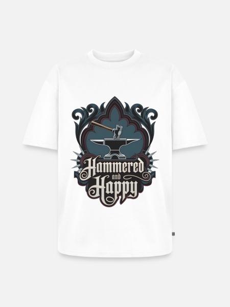 Martelé et heureux - T-shirt Premium bio oversize Unisexe - blanc