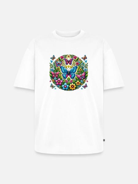 Papillons 2 - T-shirt Premium bio oversize Unisexe - blanc