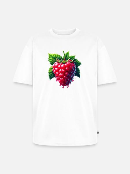 Runny leafy raspberry - Unisex Premium Oversized Organic T-Shirt - white