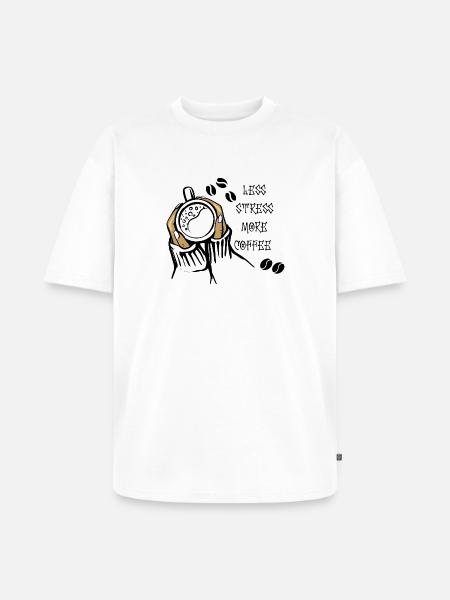 Less Stress More Coffee - Unisex Premium Oversized Organic T-Shirt - white