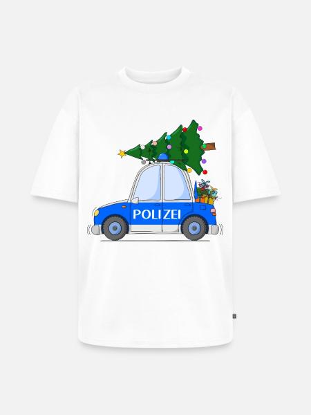 Police Car Christmas - Unisex Premium Oversized Organic T-Shirt - white