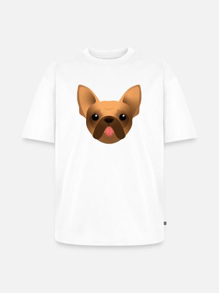 Bouledogue Français - Frenchie - Bully - Langue - T-shirt Premium bio oversize Unisexe - blanc