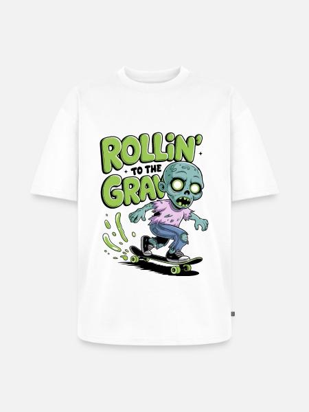 Rollin zum Grab - Unisex Premium Oversized Bio T-Shirt - Weiß