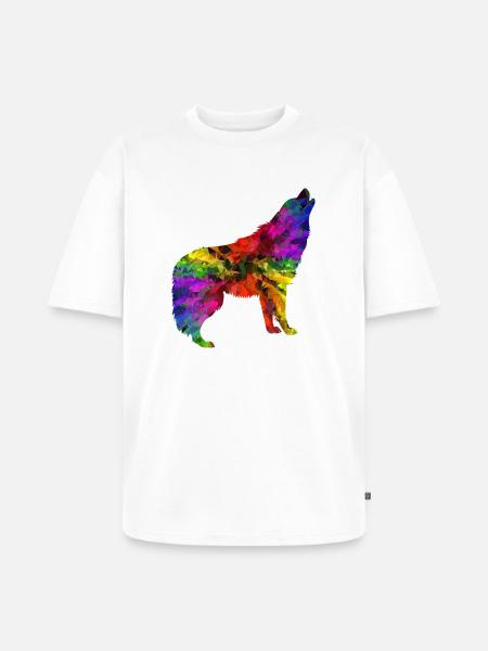 Wolf rainbow - Unisex Premium Oversized Organic T-Shirt - white