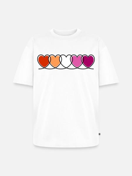 Lesbe lesbisch Herzen - Unisex Premium Oversized Bio T-Shirt - Weiß