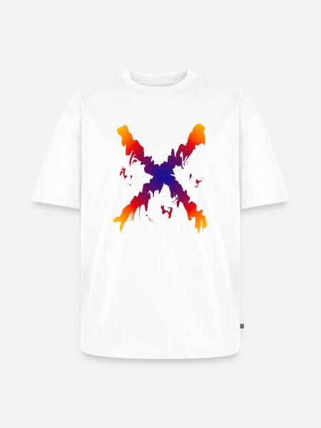 Regenbogen X Farbfluss Muster - Unisex Premium Oversized Bio T-Shirt - Weiß