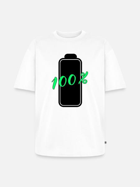 Batterie hat 100% volle Energie - Unisex Premium Oversized Bio T-Shirt - Weiß