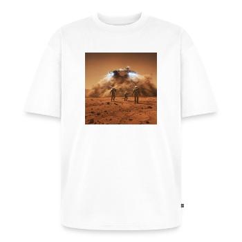 Wild Wild Space - Unisex Premium Oversized Bio T-Shirt - Weiß - Vorne - Thijin (182cm) & Selfina (174cm)