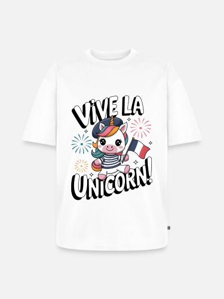 Vive La Licorne ! - T-shirt Premium bio oversize Unisexe - blanc