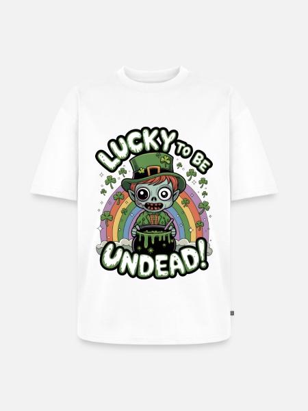 Lucky To Be Undead! - Unisex Premium Oversized Organic T-Shirt - white