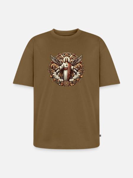 Jesus Christ Logo - Unisex Premium Oversized Bio T-Shirt - Nussbraun
