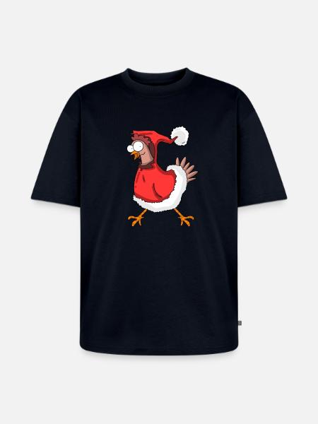 Poulet de Noël - T-shirt Premium bio oversize Unisexe - bleu marine