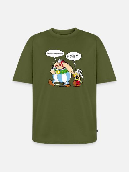 Asterix & Obelix Speach bubbles - Unisex Premium Oversized Organic T-Shirt - khaki