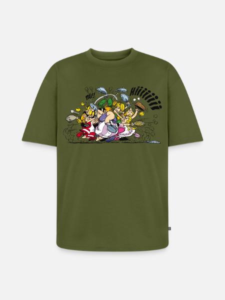 Asterix & Obelix Fight - Unisex Premium Oversized Organic T-Shirt - khaki