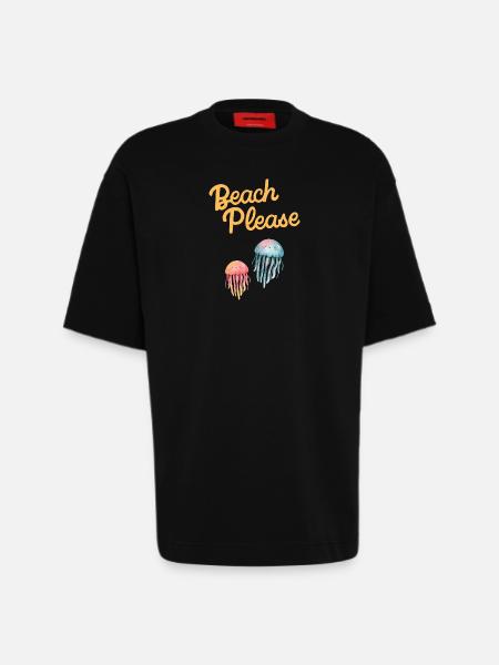 beach please jellyfish - Heavyweight T-Shirt - made by SPREAD  - SOLID BLACK