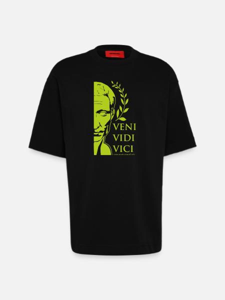 César vert - T-shirt bio épais oversize fabriqué en UE - SOLID BLACK