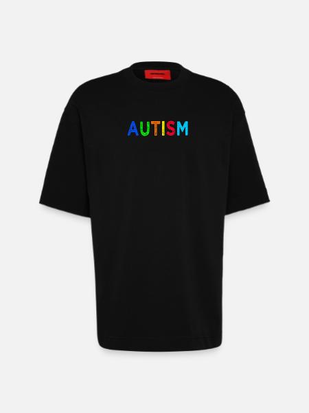Arc-en-Ciel Autisme: Message d’Espoir - T-shirt bio épais oversize fabriqué en UE - SOLID BLACK