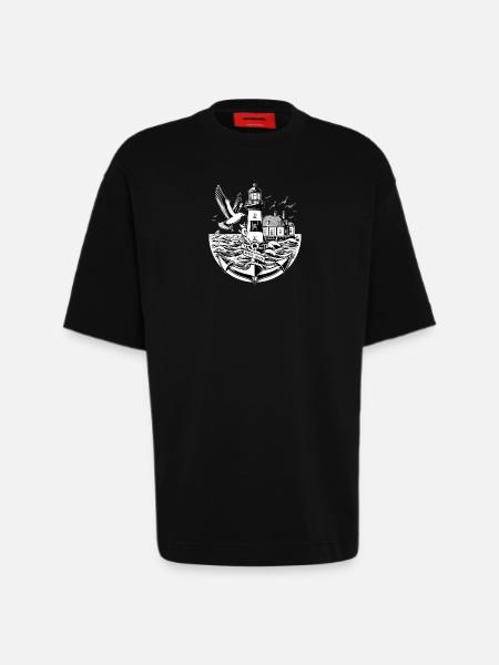 Paysage côtier Moin Moin - T-shirt bio épais oversize fabriqué en UE - SOLID BLACK