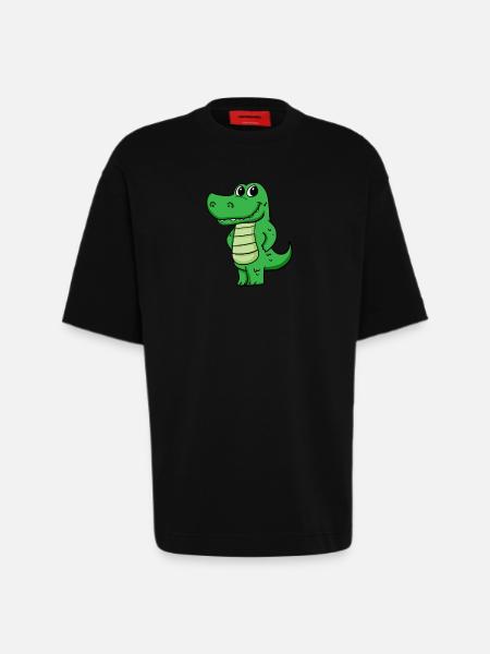 crocodile - Heavyweight T-Shirt - made by SPREAD  - SOLID BLACK