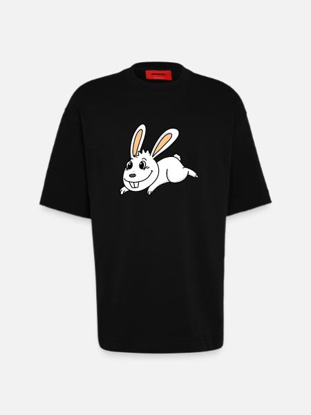 Rabbit easter - Heavyweight T-Shirt - made by SPREAD - SOLID BLACK