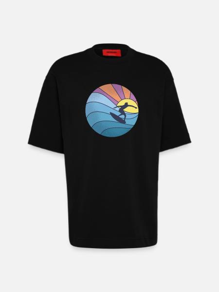 Sun sea surfing - Heavyweight T-Shirt - made by SPREAD - SOLID BLACK
