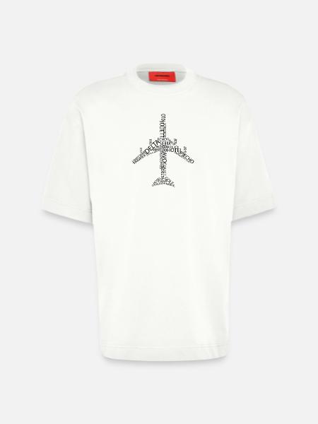 Avion B747 - T-shirt bio épais oversize fabriqué en UE - OFF WHITE