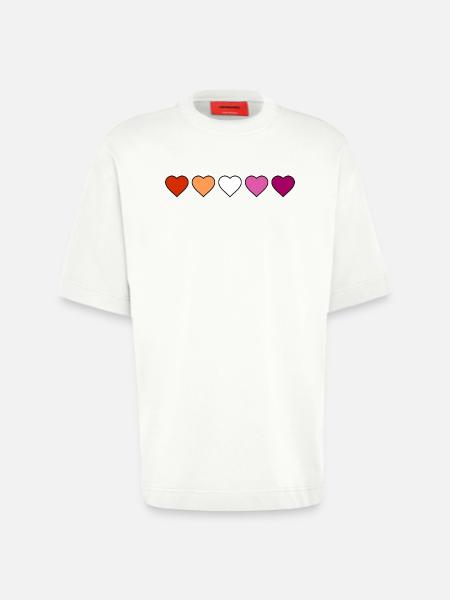 Lesbian Lesbian Lesbian Hearts - Heavyweight T-Shirt - made by SPREAD - OFF WHITE