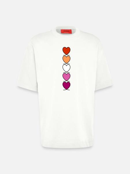 Lesbian Lesbian Lesbian Hearts - Heavyweight T-Shirt - made by SPREAD - OFF WHITE
