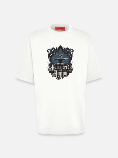 Martelé et heureux - T-shirt bio épais oversize fabriqué en UE - OFF WHITE