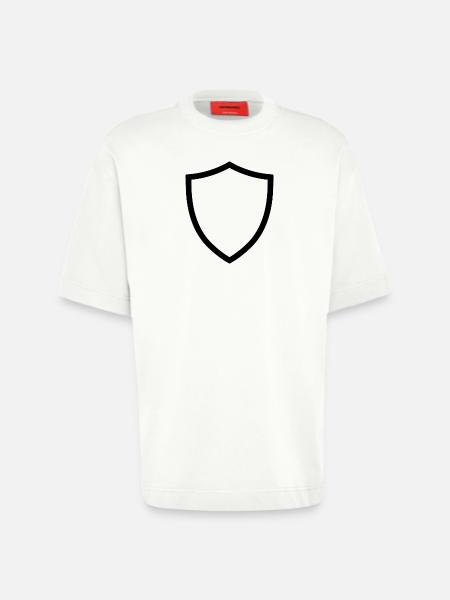 shield icon logo shape security - Heavyweight T-Shirt - made by SPREAD  - OFF WHITE