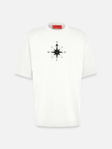 Wind Rose - compass - retro - Heavyweight T-Shirt - made by SPREAD  - OFF WHITE