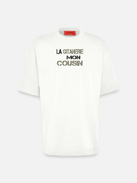 La gitanerie mon cousin - T-shirt bio épais oversize fabriqué en UE - OFF WHITE