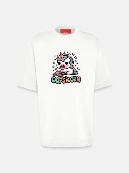 Oopsicorn - T-shirt bio épais oversize fabriqué en UE - OFF WHITE