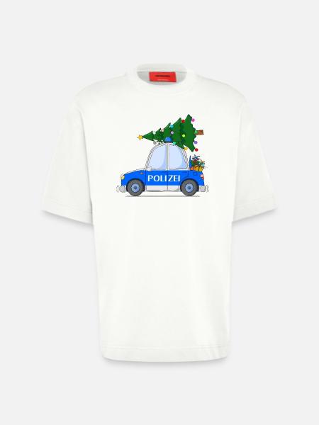 Police Car Christmas - Heavyweight T-Shirt - made by SPREAD - OFF WHITE