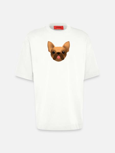 Bouledogue Français - Frenchie - Bully - Langue - T-shirt bio épais oversize fabriqué en UE - OFF WHITE
