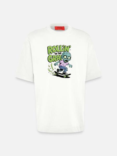 Rollin zum Grab - Heavyweight T-Shirt - made by SPREAD  - OFF WHITE